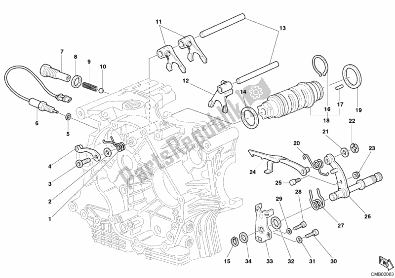 Todas as partes de Shift Cam - Garfo do Ducati Monster S2R 1000 USA 2006